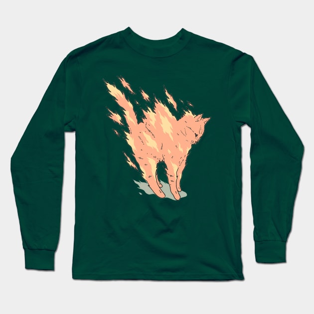 cat fire Long Sleeve T-Shirt by kalla